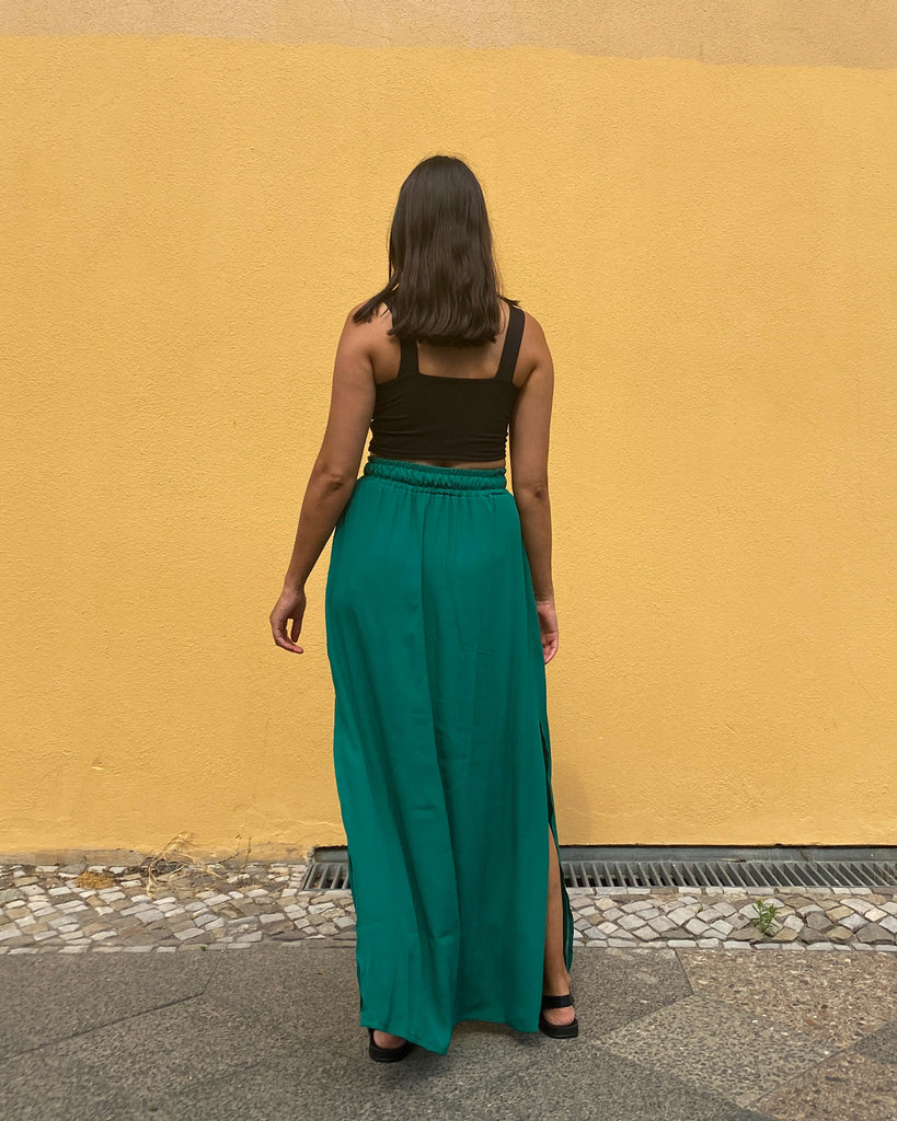 Rani Skirt PDF Sewing Pattern Easy Elastic Summer Maxi Skirt Drawstring Waist Side Leg Slits