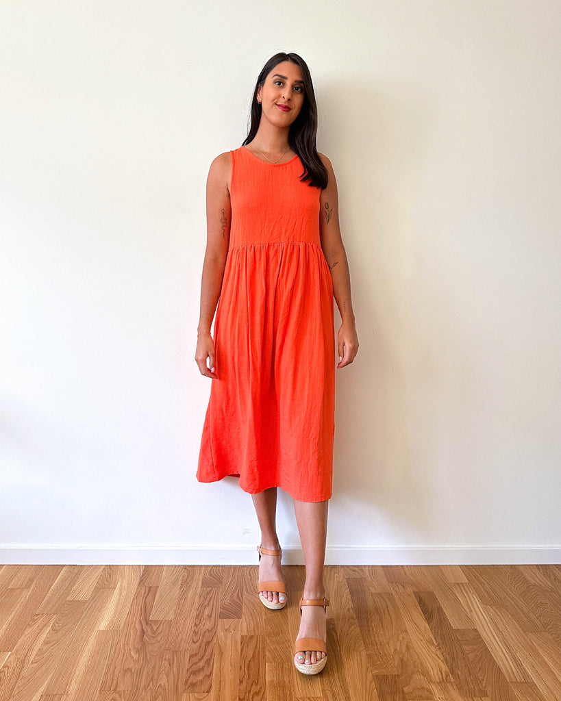 Priya Dress PDF Sewing Pattern Gathered Smock Dress Sleeves Ruffle Cotton Dress 