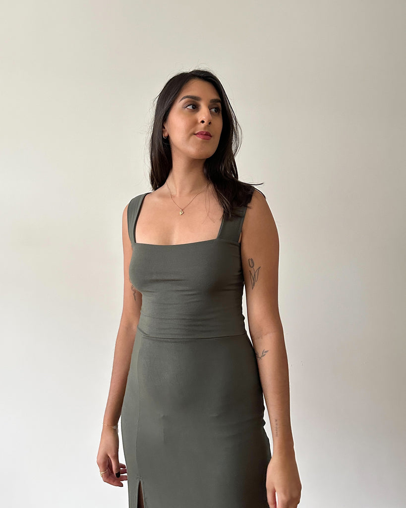 Raveena Dress PDF Sewing Pattern Easy Stretch Fitted Bodycon Summer Dress Side Leg Slit