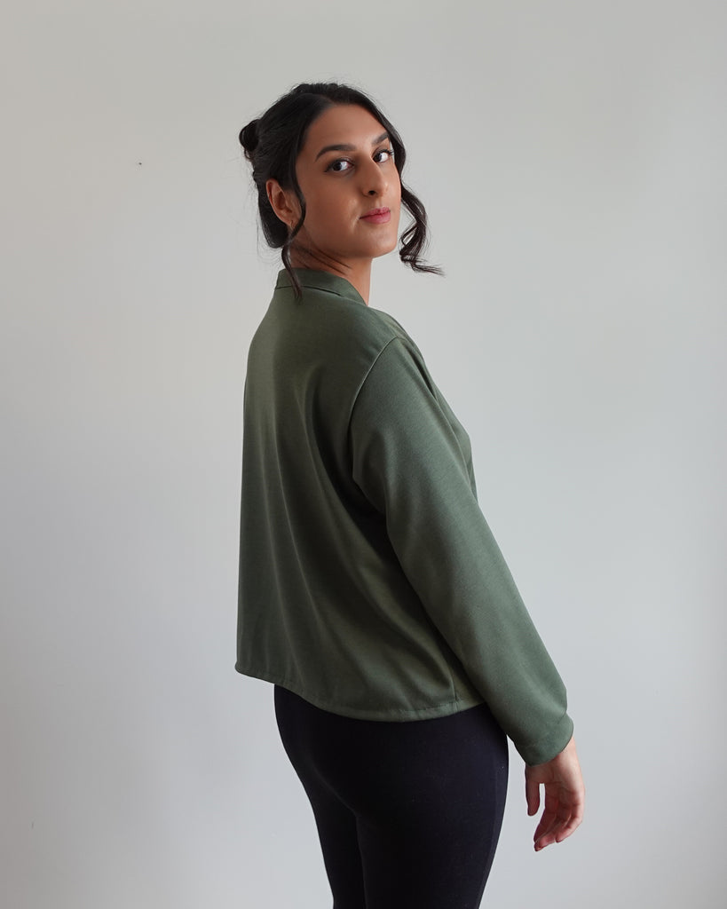 Cara Cardigan Sewing Pattern Womens Drop Shoulder Jumper Sweater