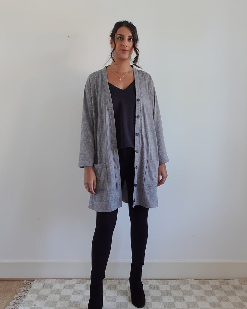 Cara Cardigan Sewing Pattern Womens Drop Shoulder Jumper Sweater