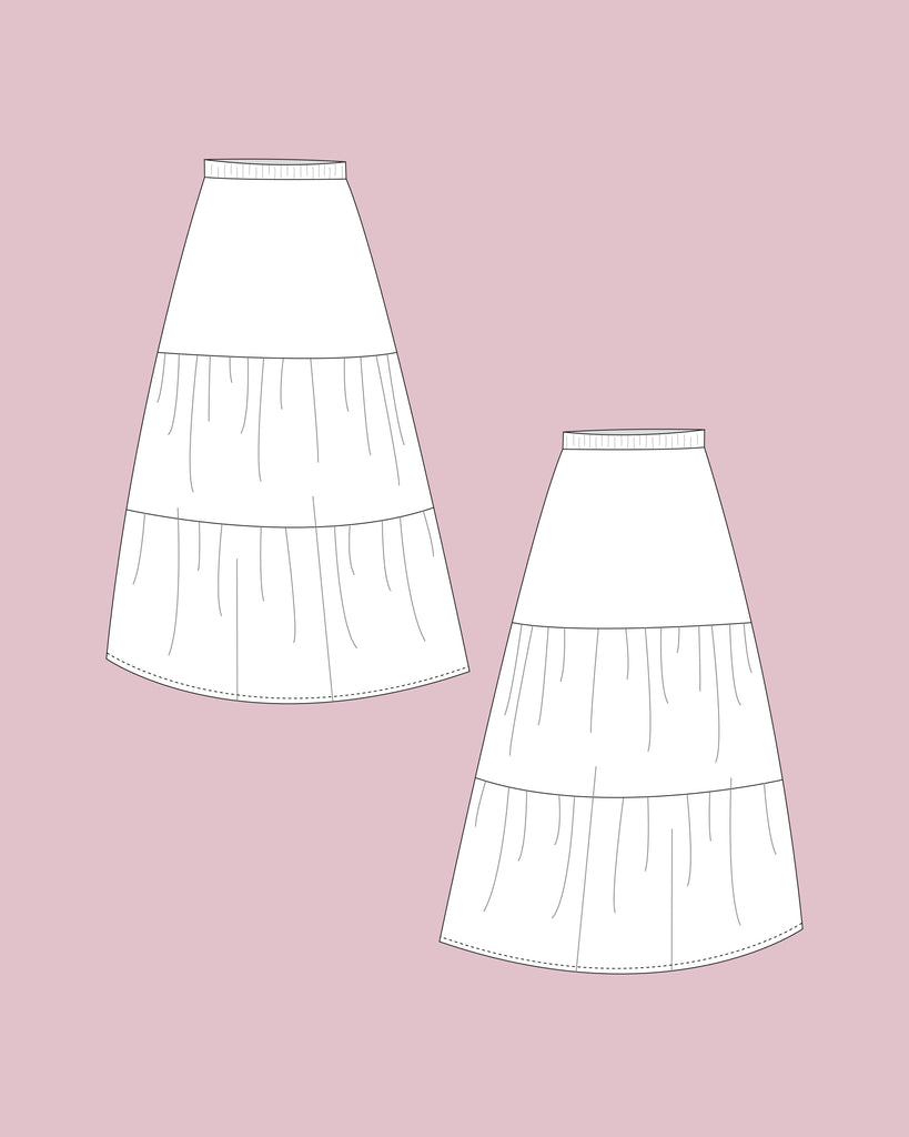 Amelia Skirt Sewing Pattern Gathered Elastic Waist Summer Skirt