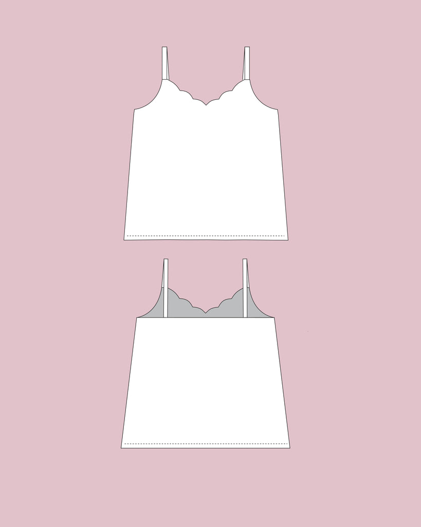 Etty Camisole Free Top Sewing Pattern Womens Top Scalloped Neckline