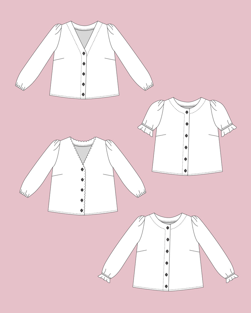 Blouse sewing pattern line drawing fashion sketch by tammy handmade