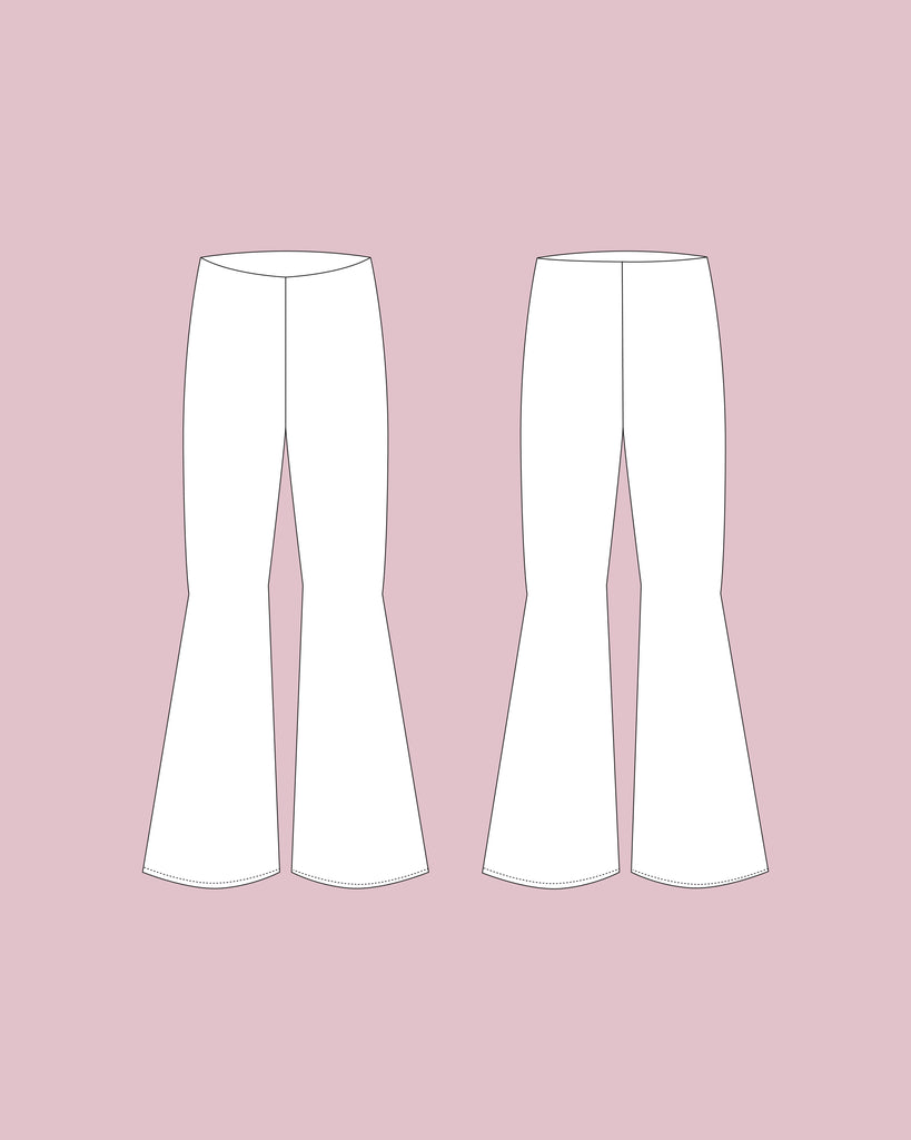 Freya Trousers Sewing Pattern Womens Wide Leg Elastic Flare Pant