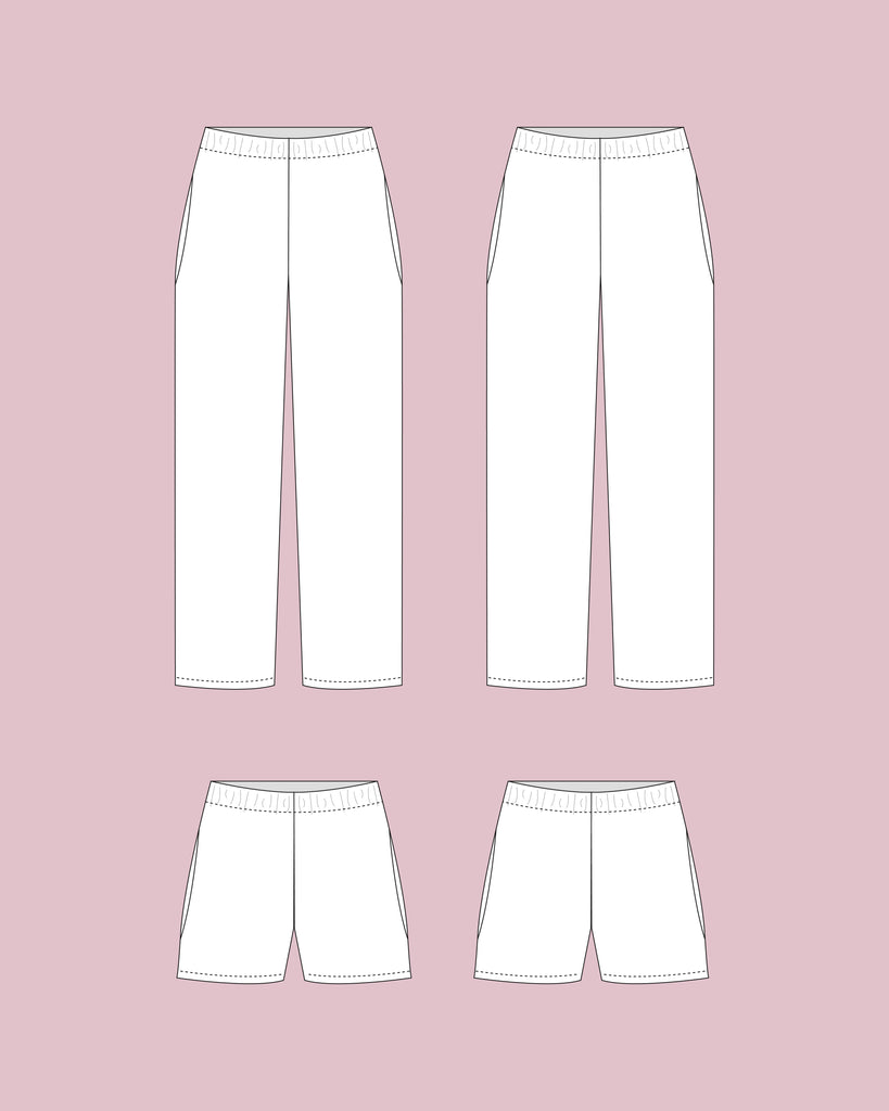 Hena Trousers Sewing Pattern Women's Elastic Wide Leg Loose Pant