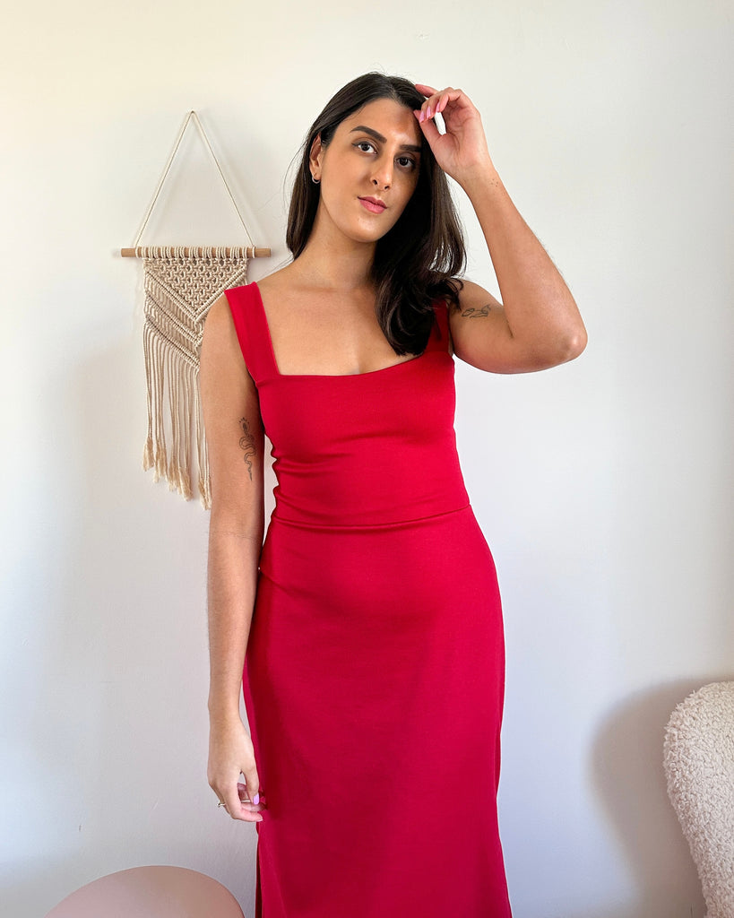 Raveena Dress PDF Sewing Pattern Easy Stretch Fitted Bodycon Summer Dress Side Leg Slit