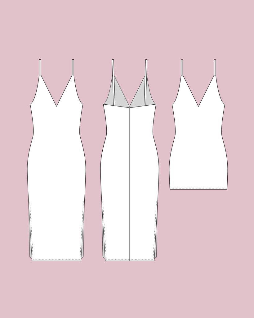 Leona Dress PDF Sewing Pattern Easy Stretch Fitted Dress V Neckline Summer Dress