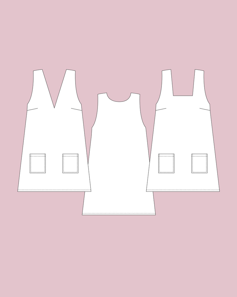 Margo Pinafore PDF Sewing Pattern Loose Summer Autumn Dress V Neckline Trendy